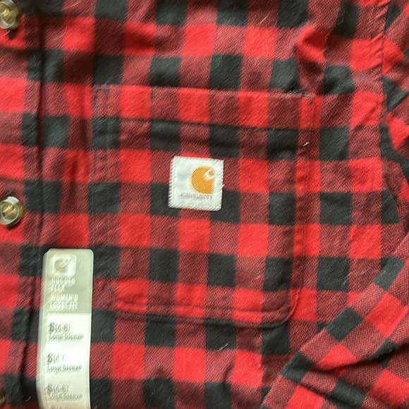 NWT Carhartt Women’s Rugged Flex Loose Fit Midweight Flannel Long Sleeve Sz 4-6 - Picture 6 of 11